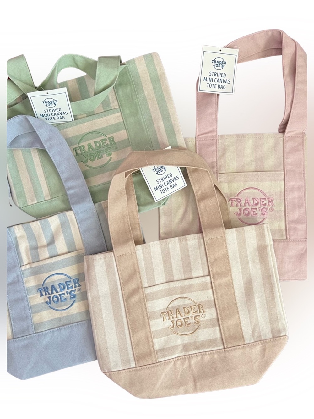 Trader Joe’s FULL SET Mini Stripe Canvas Tote June 2026